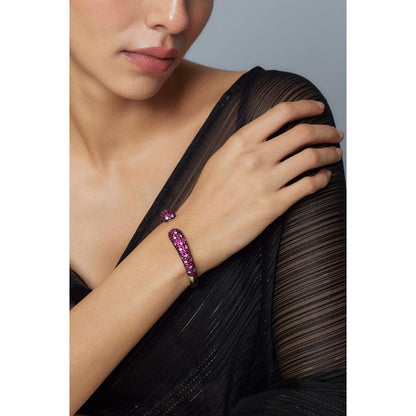 VIVINIA By Vidhi Mehra Zia Silver Plated Pink Womens Zircon Kadas