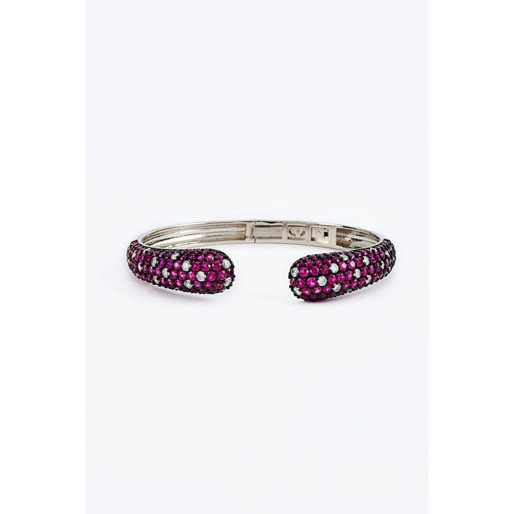 VIVINIA By Vidhi Mehra Zia Silver Plated Pink Womens Zircon Kadas