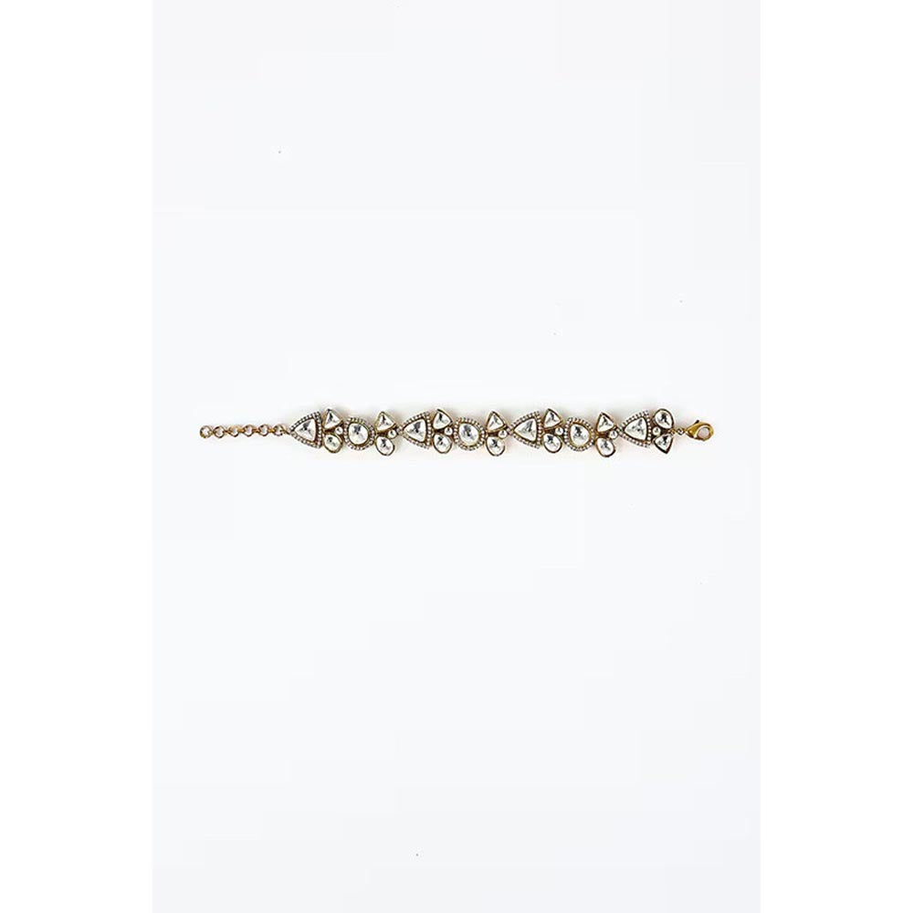 VIVINIA By Vidhi Mehra Burgundy Gold Plated Kundan Polki Womens Bracelet