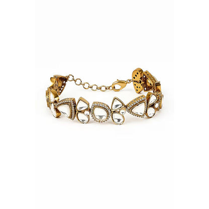 VIVINIA By Vidhi Mehra Burgundy Gold Plated Kundan Polki Womens Bracelet