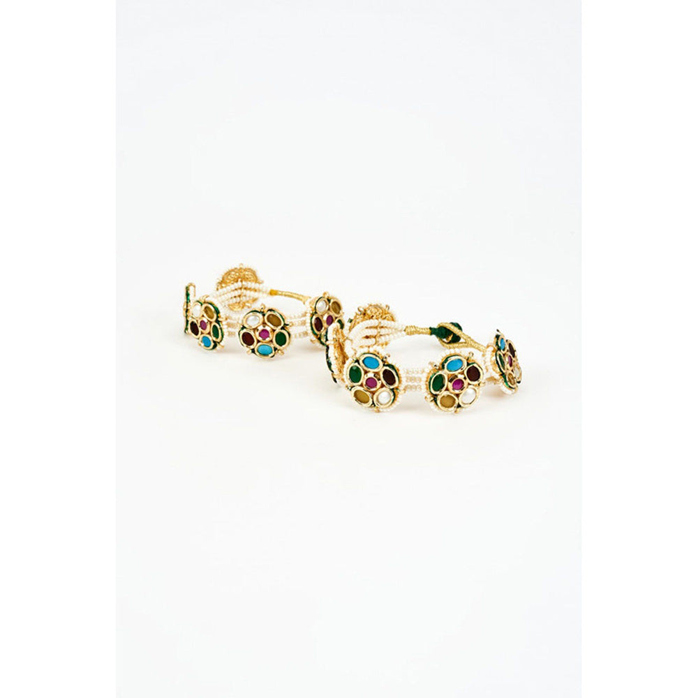 VIVINIA By Vidhi Mehra Saadgi Gold Plated Multicolored Kundan Polki Womens Bracelets