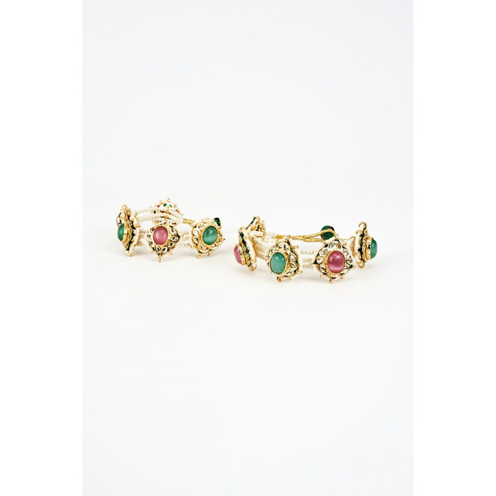 VIVINIA By Vidhi Mehra Saadgi Gold Plated Multicolored Kundan Polki Womens Bracelets