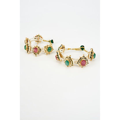 VIVINIA By Vidhi Mehra Saadgi Gold Plated Multicolored Kundan Polki Womens Bracelets