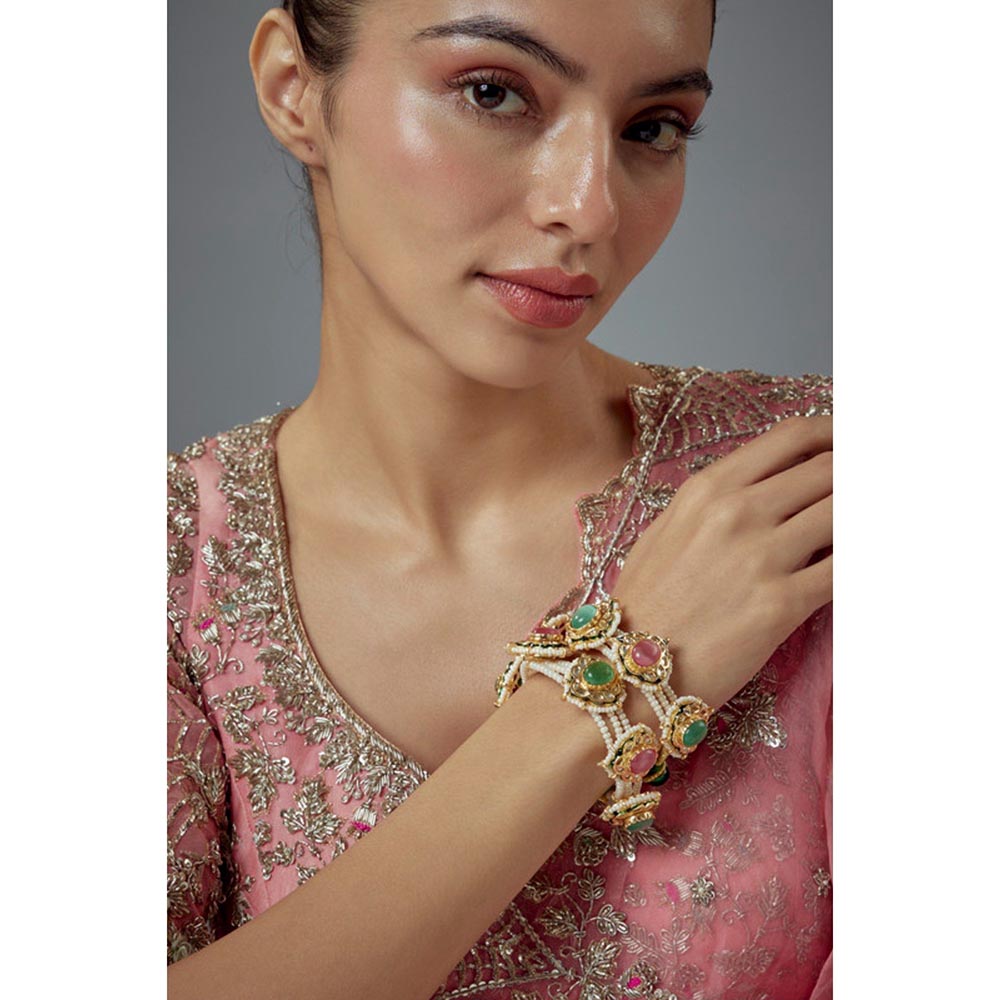 VIVINIA By Vidhi Mehra Saadgi Gold Plated Multicolored Kundan Polki Womens Bracelets