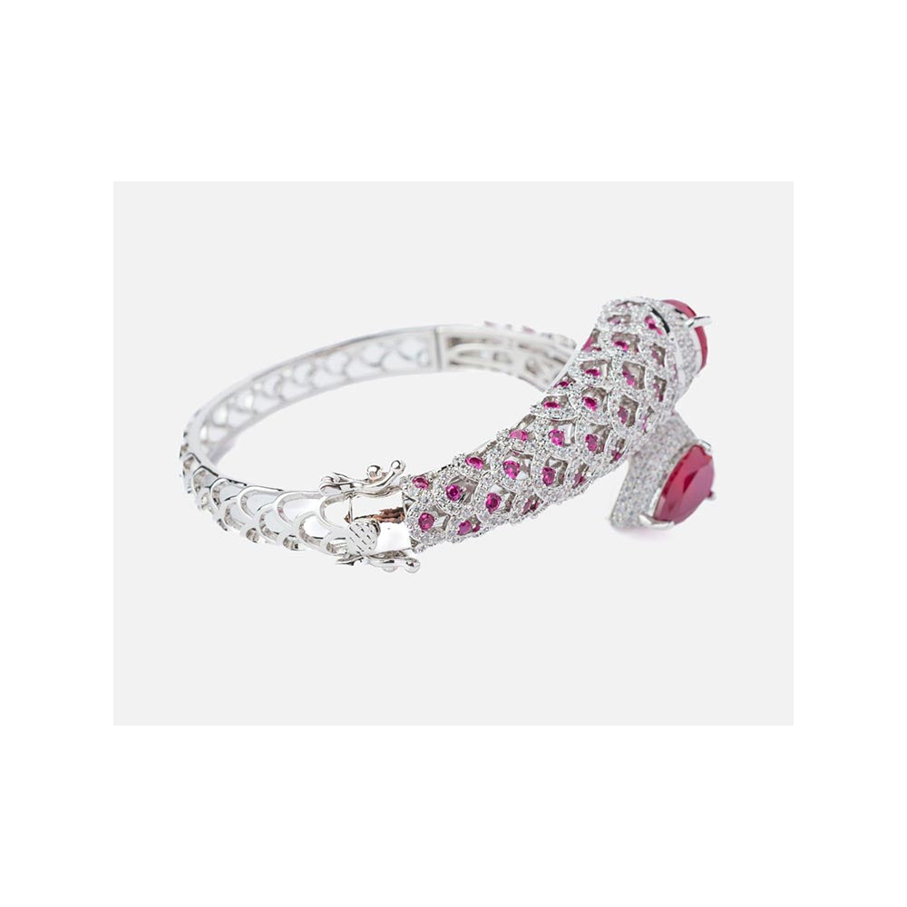 VIVINIA By Vidhi Mehra Florence Silver Plated Pink Womens Kada