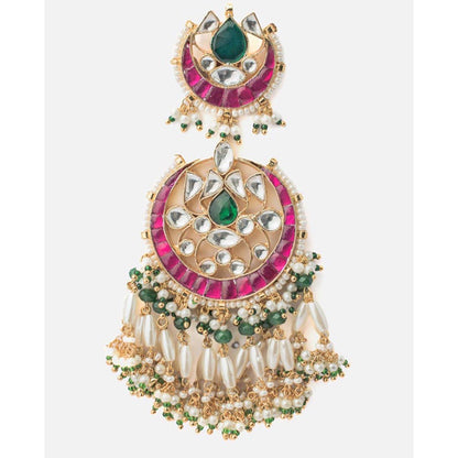 VIVINIA By Vidhi Mehra Morpankh Gold Plated Multicolored Womens Kundan Polki Earrings