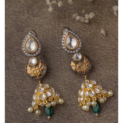 VIVINIA By Vidhi Mehra Saadgi Gold Plated Green Womens Drop Earrings