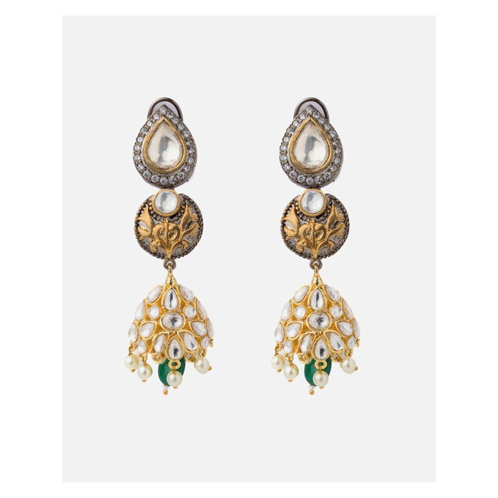 VIVINIA By Vidhi Mehra Saadgi Gold Plated Green Womens Drop Earrings
