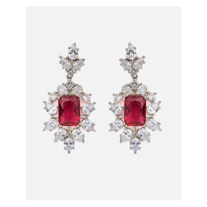 VIVINIA By Vidhi Mehra Florence Silver Plated Red Womens Drop Earrings