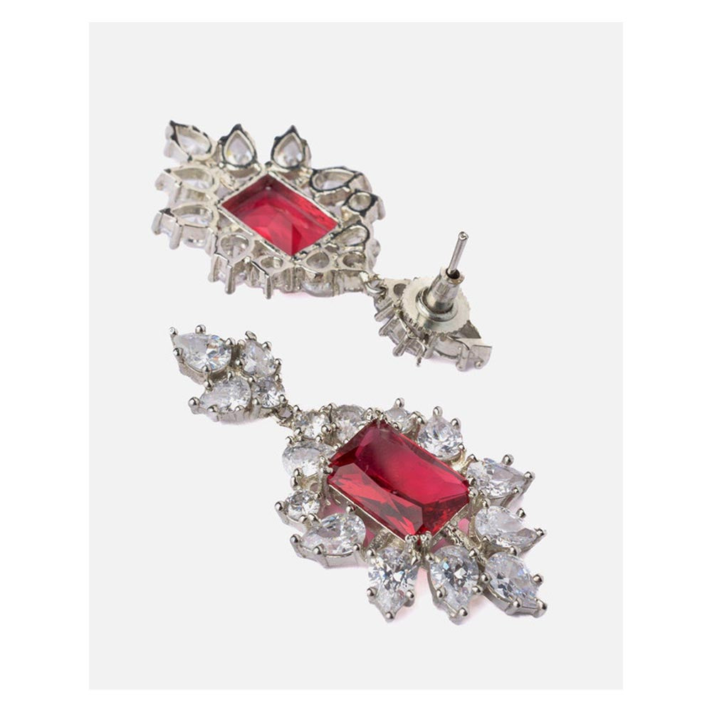 VIVINIA By Vidhi Mehra Florence Silver Plated Red Womens Drop Earrings