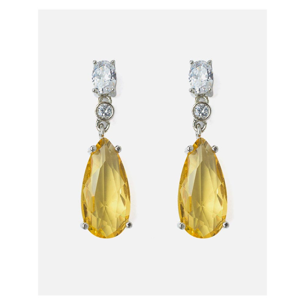 VIVINIA By Vidhi Mehra Silver Plated Yellow Womens Drop Earrings