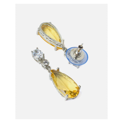 VIVINIA By Vidhi Mehra Silver Plated Yellow Womens Drop Earrings