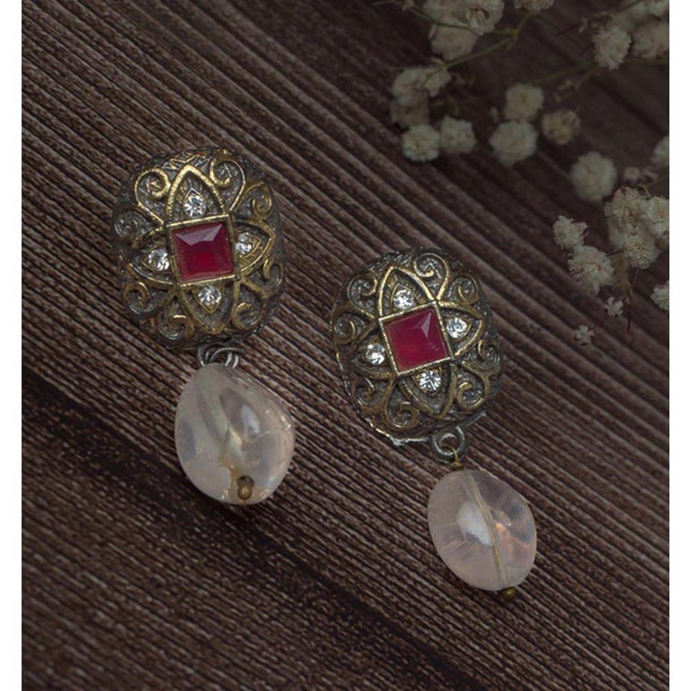 VIVINIA By Vidhi Mehra Silver Plated Red Womens Drop Earrings