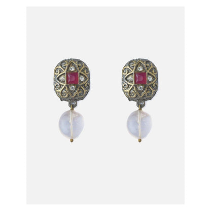 VIVINIA By Vidhi Mehra Silver Plated Red Womens Drop Earrings