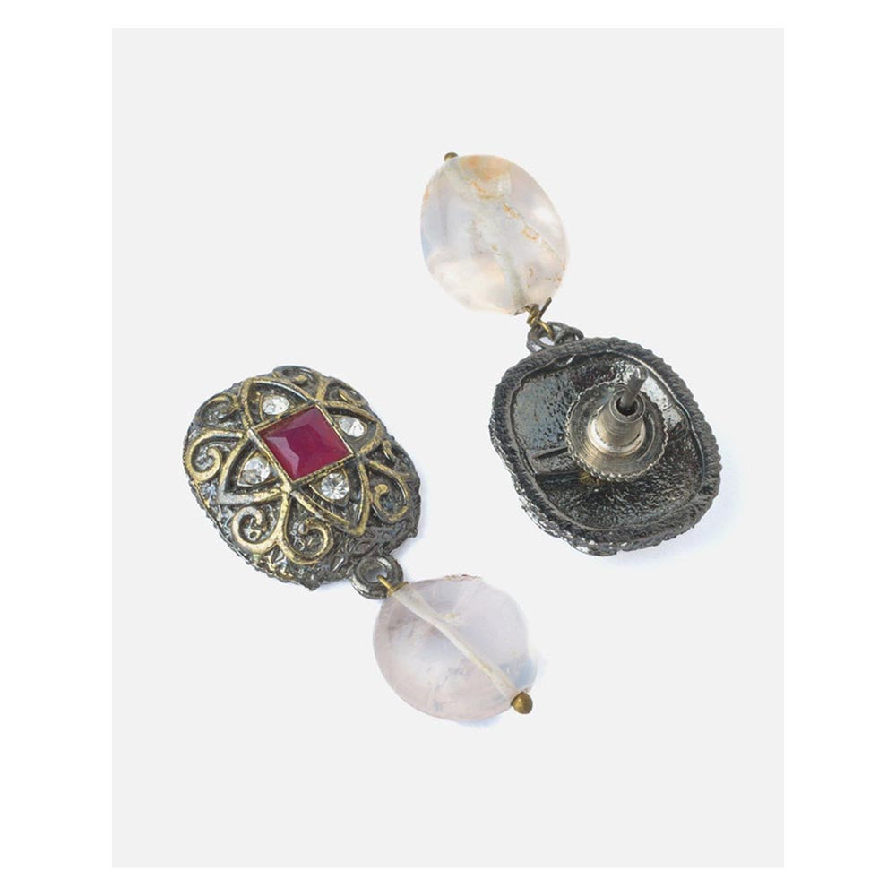 VIVINIA By Vidhi Mehra Silver Plated Red Womens Drop Earrings