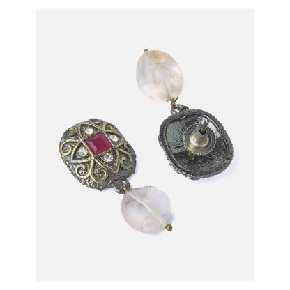 VIVINIA By Vidhi Mehra Silver Plated Red Womens Drop Earrings