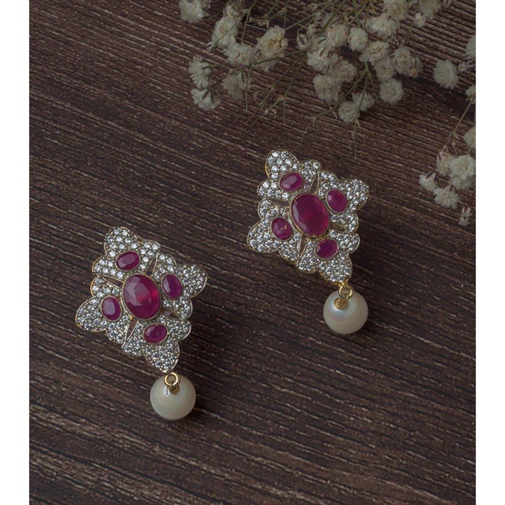VIVINIA By Vidhi Mehra Gold Plated Pink Womens Drop Earrings