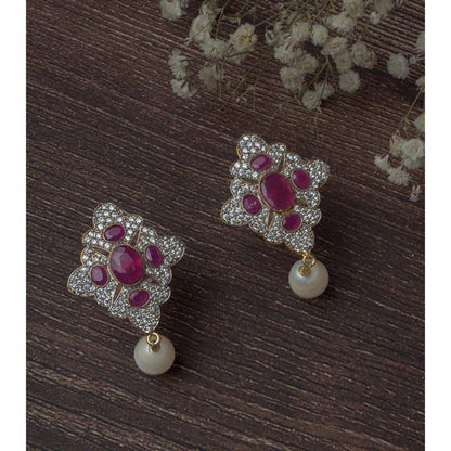 VIVINIA By Vidhi Mehra Gold Plated Pink Womens Drop Earrings