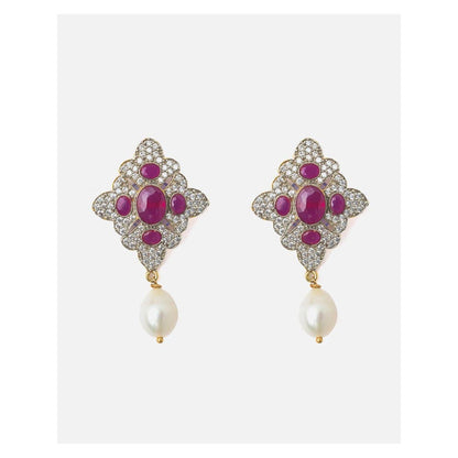 VIVINIA By Vidhi Mehra Gold Plated Pink Womens Drop Earrings