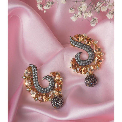 VIVINIA By Vidhi Mehra Gold Plated Peach Womens Drop Earrings