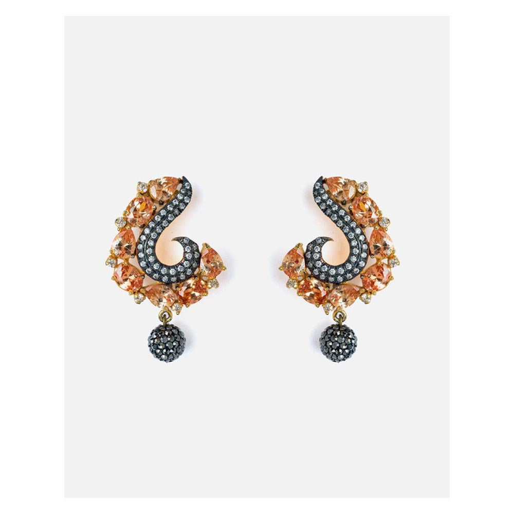 VIVINIA By Vidhi Mehra Gold Plated Peach Womens Drop Earrings