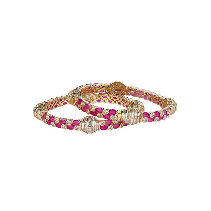VIVINIA By Vidhi Mehra Gold Plated Pink Womens Synthetic Stone Bangles