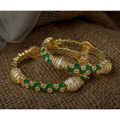 VIVINIA By Vidhi Mehra Gold Plated Green Womens Synthetic Stone Bangles