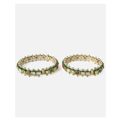 VIVINIA By Vidhi Mehra Gold Plated Multi Colored Kundan Polki Womens Bangles
