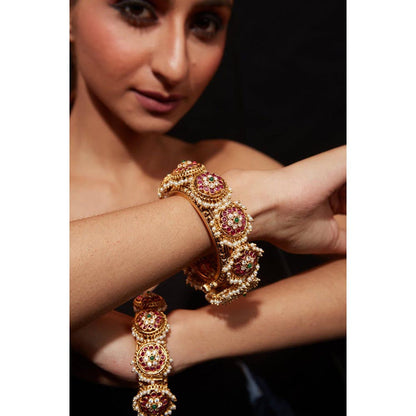 VIVINIA By Vidhi Mehra Gold Plated Pink Womens Kundan Polki Bangles