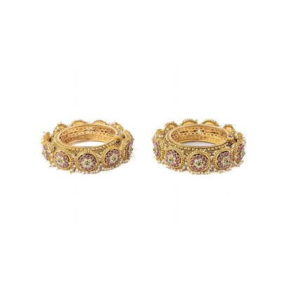 VIVINIA By Vidhi Mehra Gold Plated Pink Womens Kundan Polki Bangles