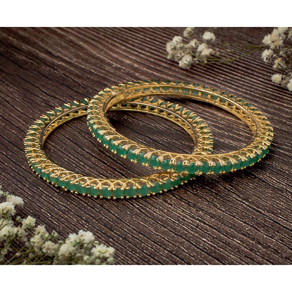 VIVINIA By Vidhi Mehra Zia 2.0 Gold Plated Green Womens Zircon A Bangles