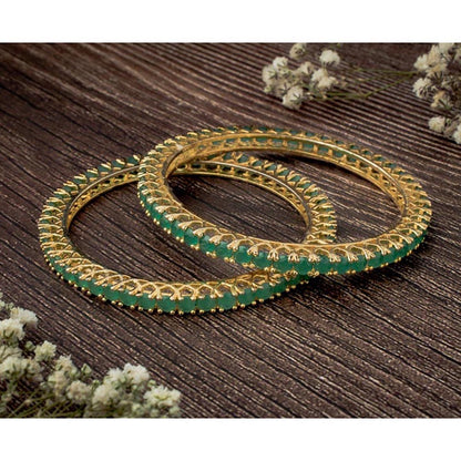 VIVINIA By Vidhi Mehra Zia 2.0 Gold Plated Green Womens Zircon A Bangles