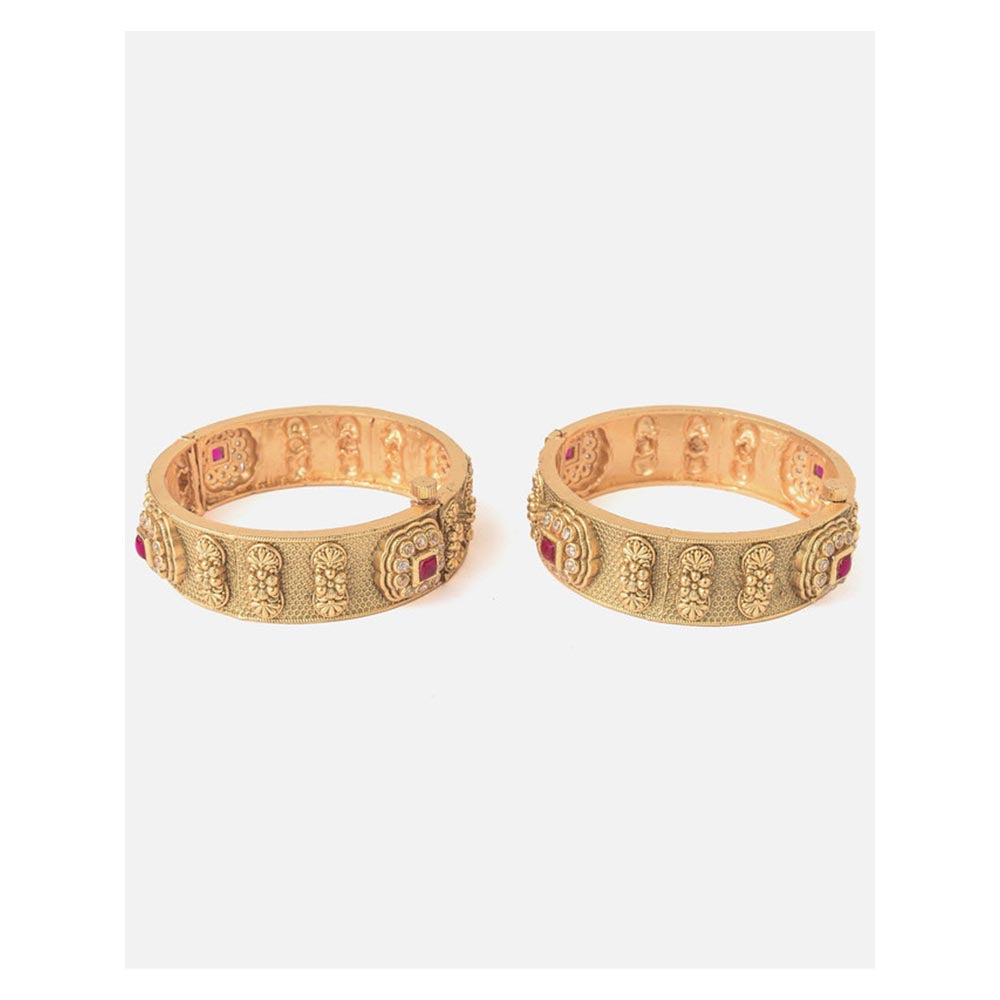 VIVINIA By Vidhi Mehra Gold Plated Red Temple Womens Bangles