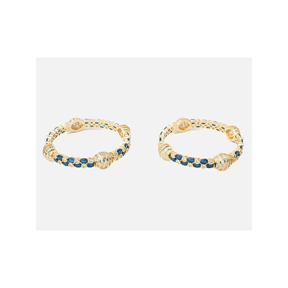 VIVINIA By Vidhi Mehra Zia Gold Plated Blue Womens Kundan Polki Bangles