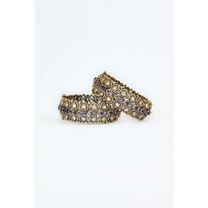 VIVINIA By Vidhi Mehra Florence Gold Plated Purple Womens Kundan Polki Bangles