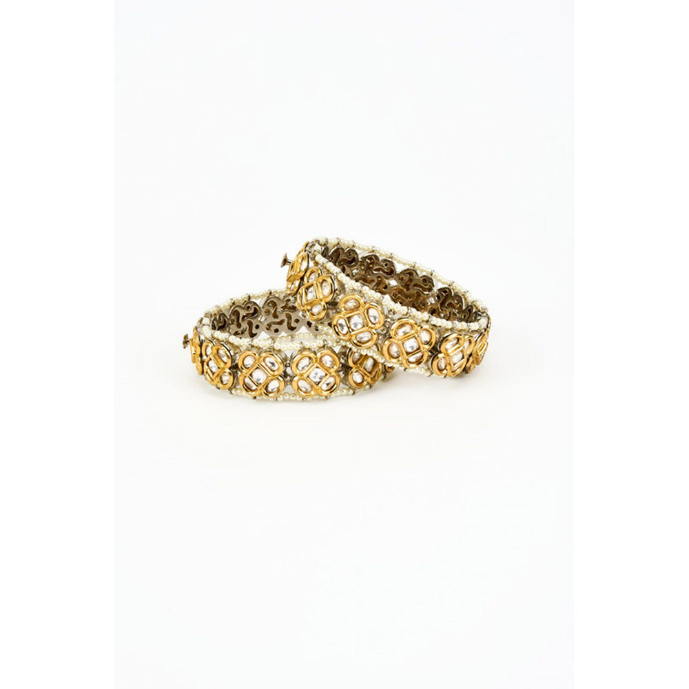 VIVINIA By Vidhi Mehra Saadgi Gold Plated Pink Kundan Polki Womens Bangles