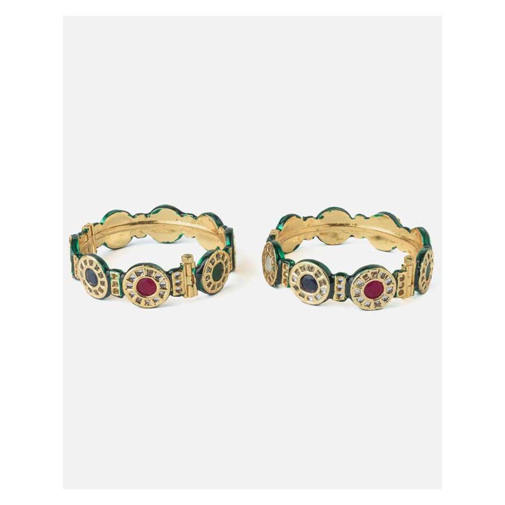 VIVINIA By Vidhi Mehra Gold Plated Multi Colored Kundan Polki Womens Bangles