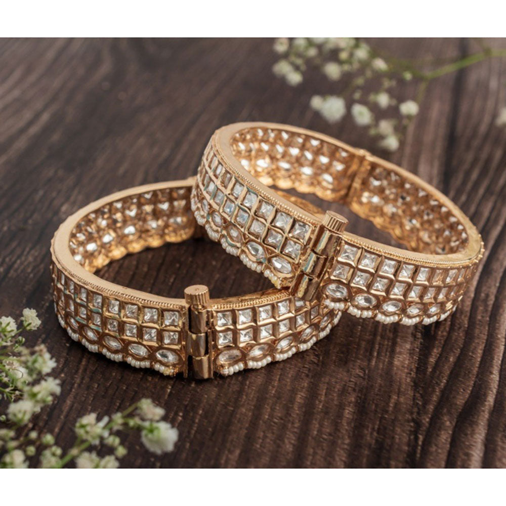 VIVINIA By Vidhi Mehra Isvaraah 2.0 Gold Plated Kundan/Polki Bangles