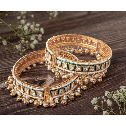 VIVINIA By Vidhi Mehra Isvaraah 2.0 Gold Plated Kundan Polki Bangles