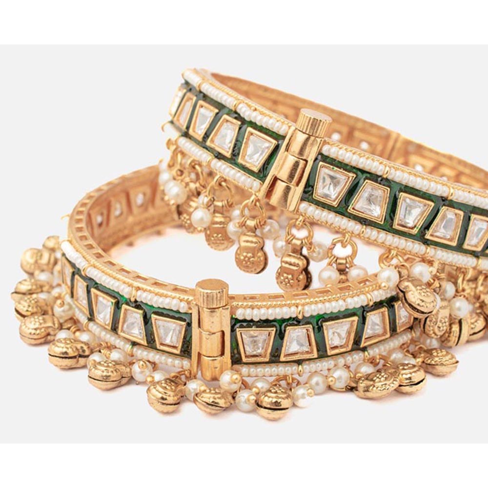 VIVINIA By Vidhi Mehra Isvaraah 2.0 Gold Plated Kundan Polki Bangles