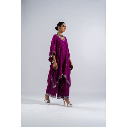 Vvani by Vani Vats Pop Wine Kaftan & Palazzo (Set of 2)