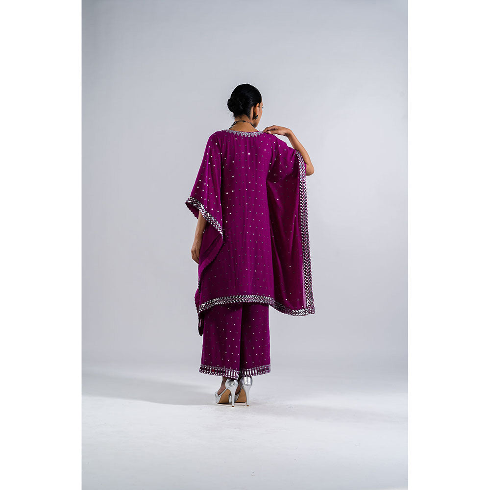 Vvani by Vani Vats Pop Wine Kaftan & Palazzo (Set of 2)