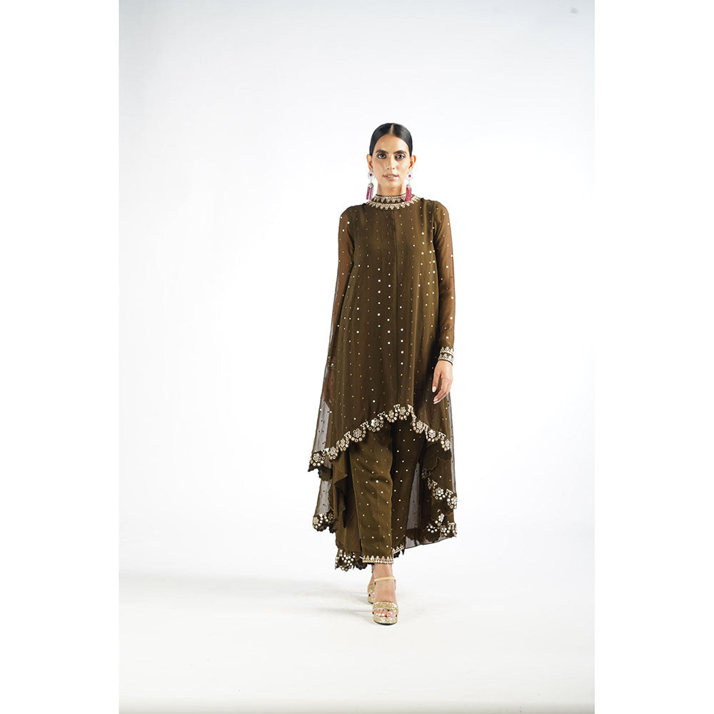 Vvani by Vani Vats Olive Green Kurta & Pant (Set of 2)