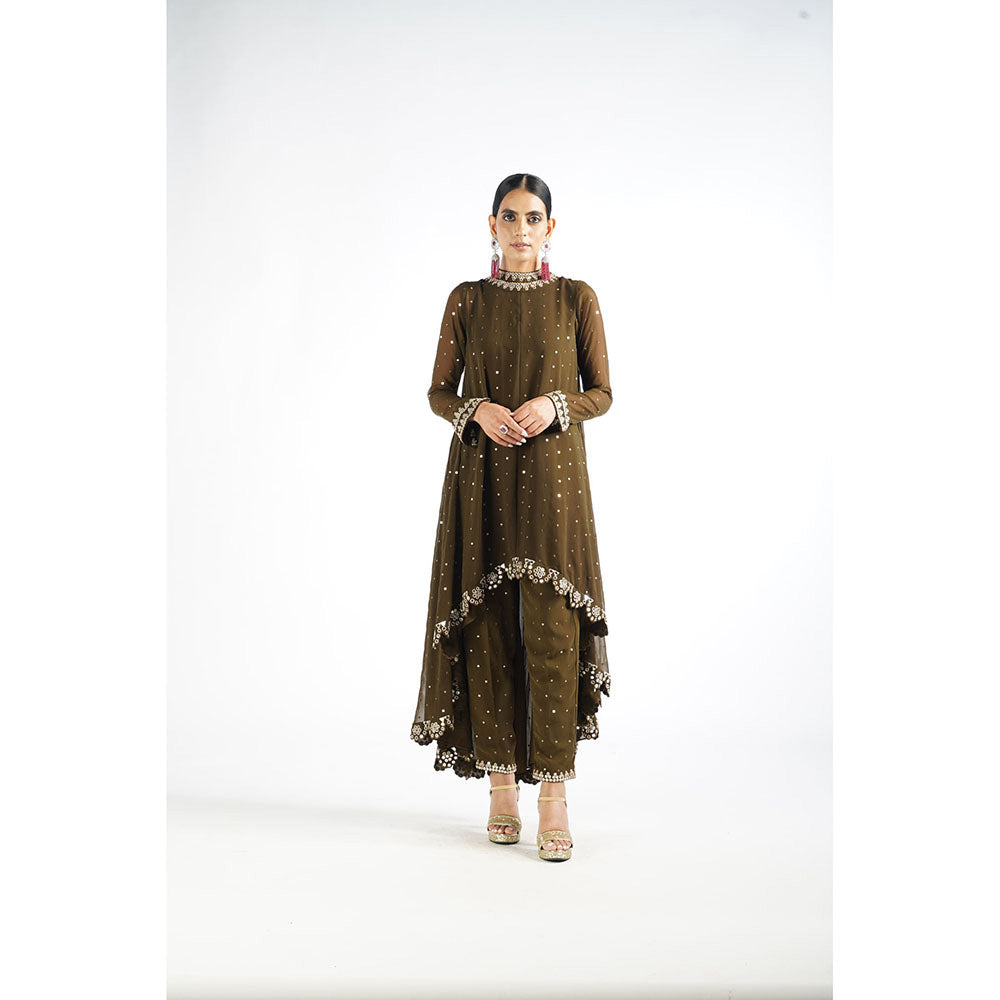 Vvani by Vani Vats Olive Green Kurta & Pant (Set of 2)