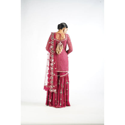 Vvani by Vani Vats Mellow Pink Kurta with Sharara & Dupatta (Set of 3)