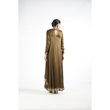 Vvani by Vani Vats Olive Green Mirror Scallop Kurta & Pant with Dupatta (Set of 3)