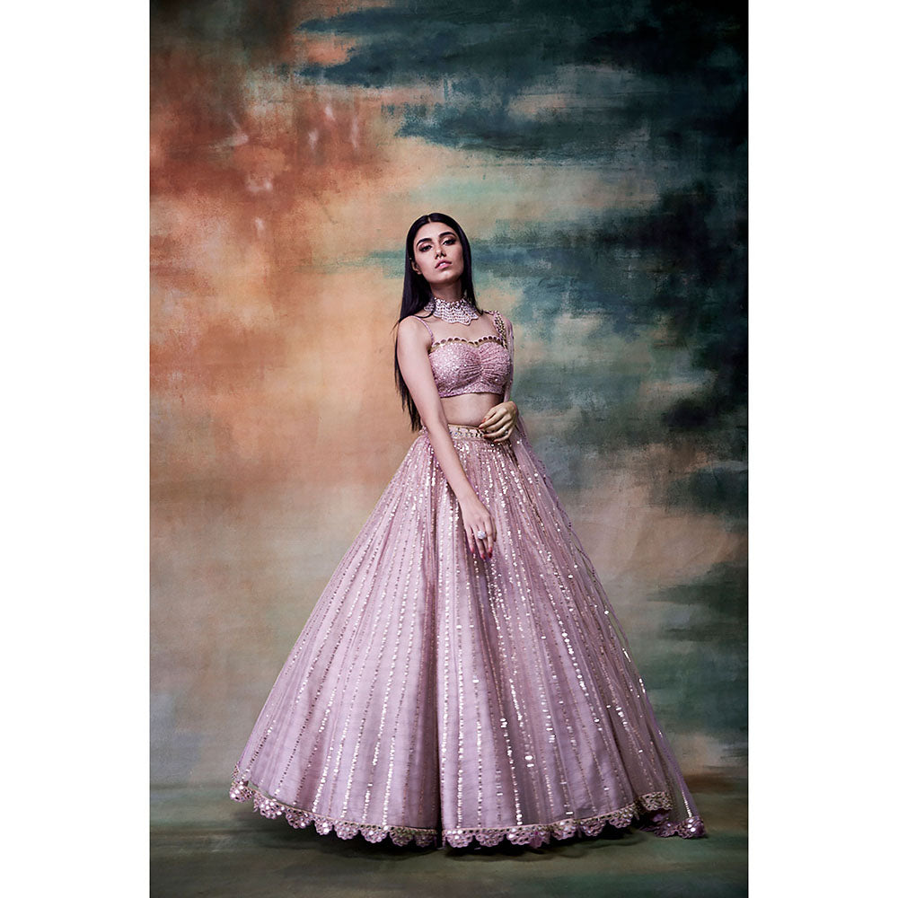 Vvani by Vani Vats Powder Pink Blouse with Lehenga & Dupatta (Set of 3)