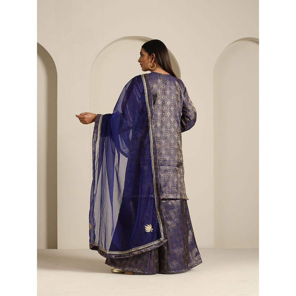 WAZIR C Gul Brocade Kurta with Palazzo & Dupatta (Set of 3)