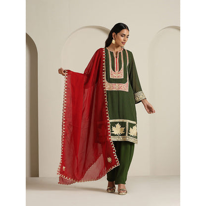 WAZIR C Gul Polka Dot Kurta with Salwar & Dupatta (Set of 3)
