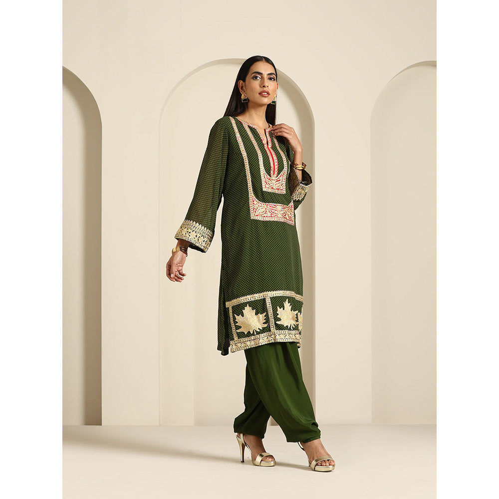 WAZIR C Gul Polka Dot Kurta with Salwar & Dupatta (Set of 3)